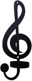 Black Metal Music Note Wall Candle Sconce