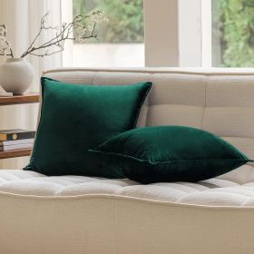 JIAHANNHA Velvet Emerald Green Throw Pillow Covers 18x18 Inches Pack of 2 Soft Decorative Square Cushion Covers for Couch Sofa Bed Livingroom Car