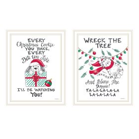 Cat & Dog Christmas Framed Wall Art Set of 2