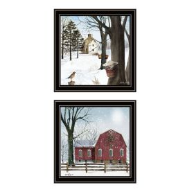 A Little Snow Waiting for Spring Framed Wall Art Set of 2