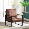 Classic Mid Century Modern Accent Chair with Durable Square Metal Frame, Armchair for Living Room, Bedroom