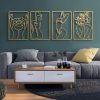 4 Pack Gold Wall Art Decor, Minimalist Single Line Real Metal Wall Art, Woman's Body Shape Abstract Wall Art (Gold Classic Style, 17 x 11.8'')