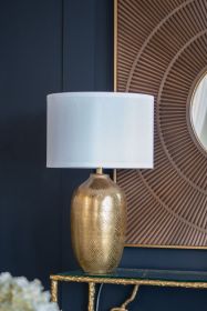 Gold Aluminum Table Lamp with White Fabric Shade