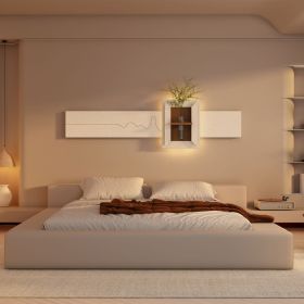 3-Color LED Sandstone Wall Decor with Faux Plants and Remote