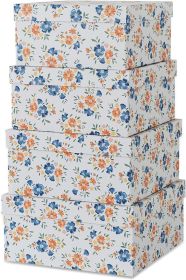 Floral Decorative Storage Boxes Set of 4 with Lids