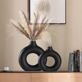 Black Ceramic Vase for Modern Home Decor