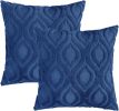 Throw Pillow Covers 18x18 Inch Set of 2, Soft Plush Faux Wool Dark Blue Solid Couch Pillow Covers