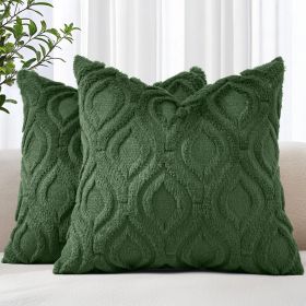 Throw Pillow Covers 18x18 Inch Set of 2, Soft Plush Faux Wool Forest Elf Solid Couch Pillow Covers