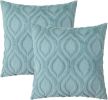 Summer Throw Pillow Covers 18x18 Inch Set of 2, Soft Plush Faux Wool Aqua Solid Couch Pillow Covers