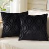 Throw Pillow Covers 18x18 Inch Set of 2, Soft Plush Faux Wool Black Solid Couch Pillow Covers