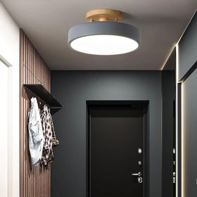 1-Lights Dimmable LED Ceiling Light Fixture,9 Inch Modern Ceiling Lights Flush Mount Wooden 12W Chandelier for Living Room Bedroom Kitchen