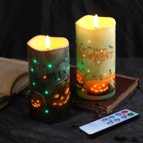 Halloween Flameless Pumpkin LED Candles with Remote (Set of 2)