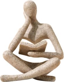 Abstract Reading Thinker Statue – Aesthetic Decor