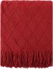 Christmas Decor Red Throw Blanket for Couch, Boho Bed Throws for Foot of Bed, Decorative Red Throws for Sofa Living Room, 50"x60"