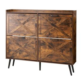 Farmhouse Shoe Cabinet with 4 Flip Drawers