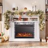 23 Inches 750W/1500W Electric Fireplace Heater with Alter Flame Color and Brightness