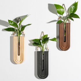 Indoor Wood Wall Planter Set of 3 for Plants - Boho Handmade Hanging Propagation Station with Curved Rainbow Design, Wall Mounted Vase for Flowers