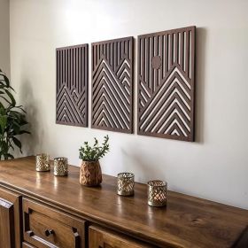 Modern Wooden Wall Art Set of 3 – Oak Finish