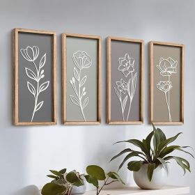 3D Wooden Wall Art Set of 4 – Framed Decor