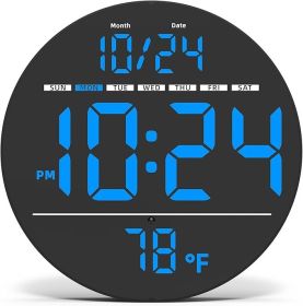 LED Digital Wall Clock with Date, Temperature & Auto Brightness