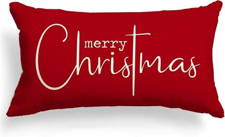Christmas Pillow Covers Merry Christmas Throw Pillow Decorative Christmas Red Cotton Cloth Linen Cloth Pillow Cover Sofa Cover Decorative Rectangle Le