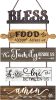 Bless the Food Before Us Farmhouse Kitchen Wall Decor - Family Dining Room Collage Art in Neutral Wood Grain - Vertical Wooden Roped 5pcs Sign 13x24 I