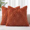 Throw Pillow Covers 18x18 Inch Set of 2, Soft Plush Faux Wool Rust Solid Couch Pillow Covers