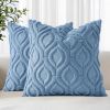 Throw Pillow Covers 18x18 Inch Set of 2, Soft Plush Faux Wool Blue Solid Couch Pillow Covers