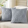 Throw Pillow Covers 18x18 Inch Set of 2, Soft Plush Faux Wool Blue Grey Couch Pillow Covers