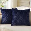 Summer Throw Pillow Covers 18x18 Inch Set of 2, Soft Plush Faux Wool Navy Blue Solid Couch Pillow Covers