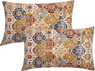 Gold Orange Navy Red Vintage Bohemian Lumbar Pillow Covers 12X20 In Yellow Beige Blue Boho Rug Oriental Carpet Pillowcases Set 2 Antique Tapestry Rust