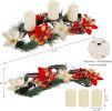 Christmas Poinsettia Candle Holder Centerpiece with 3 Flameless Candles