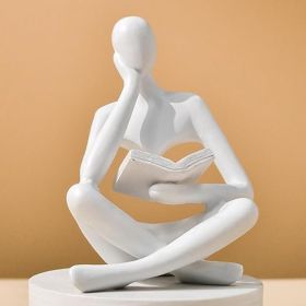 Abstract Thinker Reading Statue – Bookshelf Decor