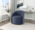 Blue Boucle Swivel Barrel Chair 1pc Solid Wood Durable Contemporary Living Room Furniture Luxurious Accent Seating