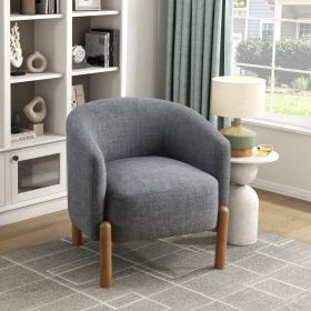 Gray Upholstered Accent Chair with Solid Wood Legs