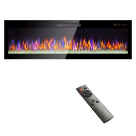 60" Wall Mounted Electric Fireplace with Multi-Color LED Flame