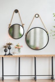19.5" Cleveland Round Wall Mirror with Rope Strap
