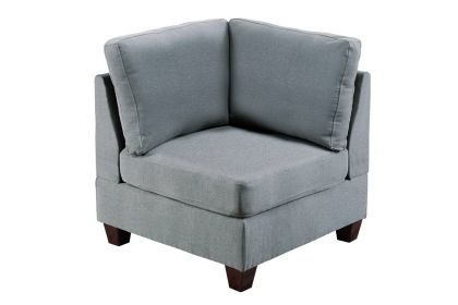 Grey Linen Corner Wedge Sofa Chair with Wooden Legs