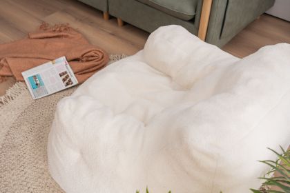 Ivory White Teddy Fabric Bean Bag Chair