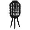 Candle Holder Black Bamboo and Glass Standard Portable