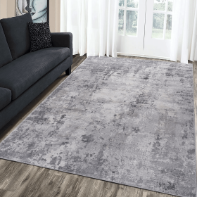 5x7 Light Grey Abstract Area Rug – Stain Resistant & Non-Shedding