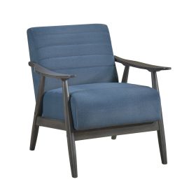 Blue Fabric Accent Chair with Solid Wood Frame
