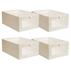 Foldable Linen Storage Bins Set of 4 with Clear Window