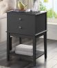 28" Tall Black Nightstand with 2 Drawers