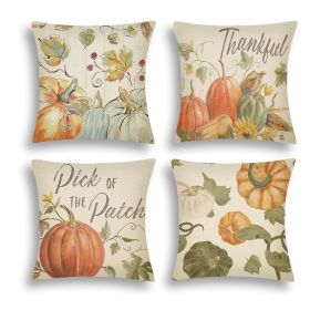 Fall Pumpkin Farmhouse Throw Pillow Covers Set of 4