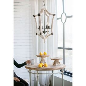 4-Light Rustic Wood Chandelier with Adjustable Chain