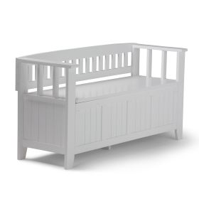 Acadian 48 inch Wide Solid Wood Entryway Storage Bench in White