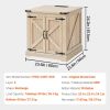 Farmhouse End Table, Rectangle PE Rattan Woven Wood Coffee Table, 24-Inch Modern Boho Style Storage Coffee Table with Retro Metal Hinges