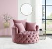 Zunyas Pink Velvet Accent Chair W/Swivel