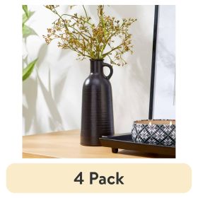 8" Black Ceramic Jug Vase Set of 4